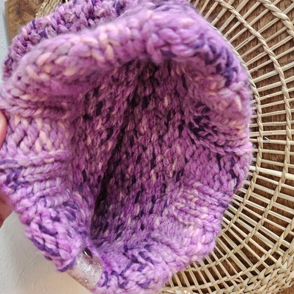Purple Handmade Knit Winter/Fall Hat - Picture 4 of 5